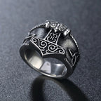 Vintage Viking Mjolnir Thor's Hammer Ring Men Nordic 316L Stainless Steel Odin Celtics Knot Amulet Ring Jewelry Gift