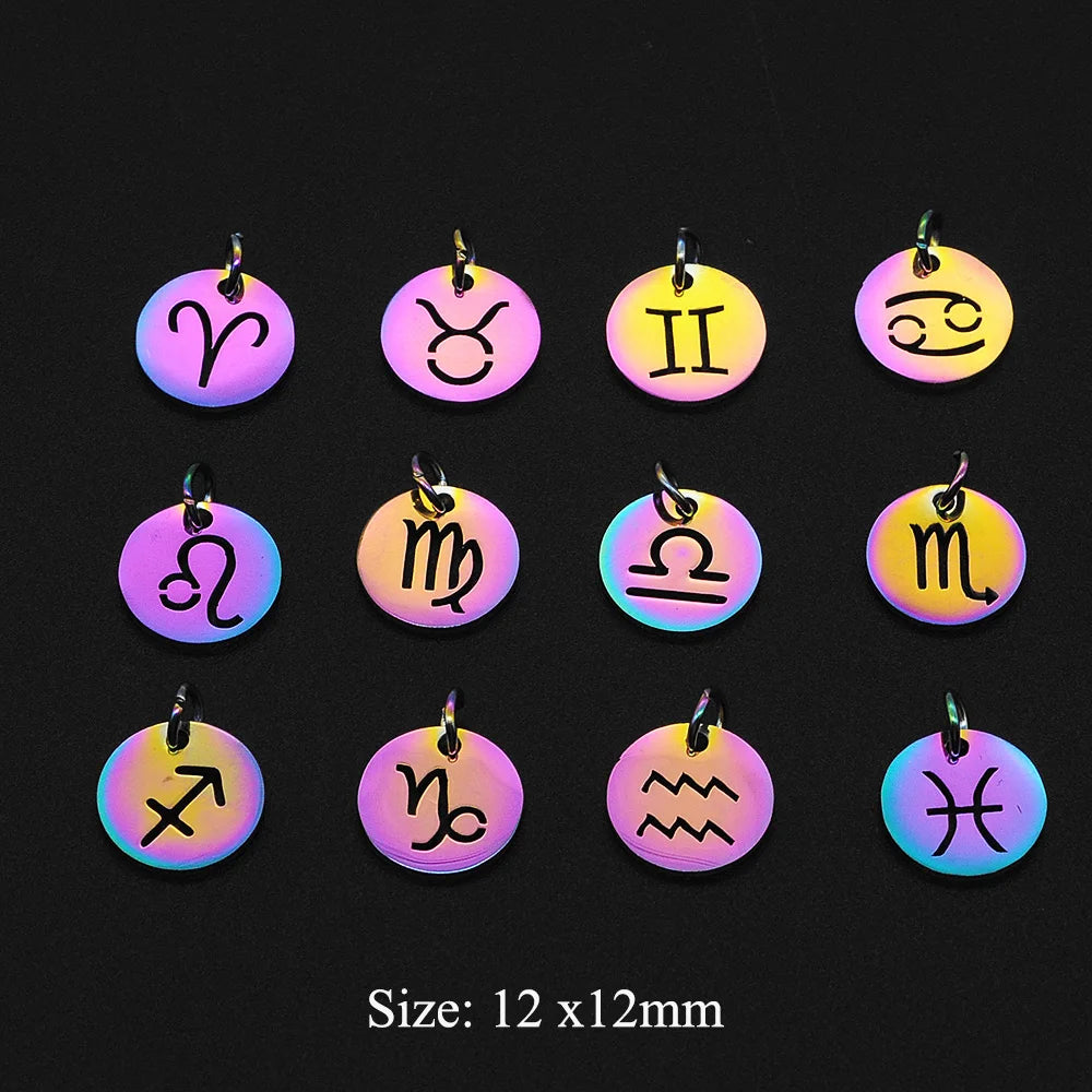 Zodiac Sign Charm Earrings Set — Stainless Steel