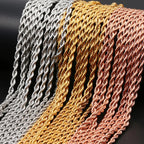Wholesale Price 3MM Stainless Steel Plated Rose Gold Chain Necklace Fashion Jewelry For Men and Women Black Color Link Necklace
