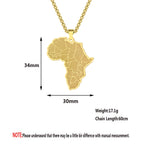 Kinitial Stainless Steel African Country Map Pendant Charm Necklace Jewelry Clavicle Chain Necklace for Women Party