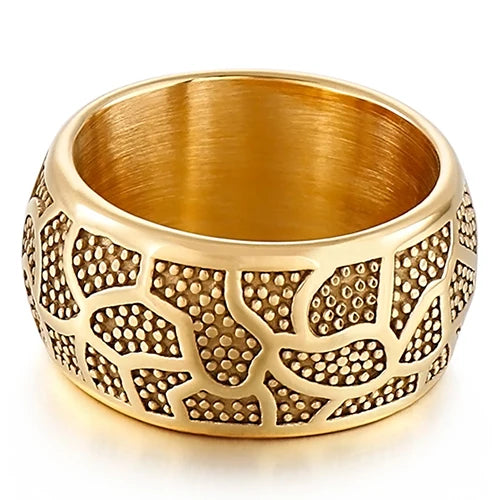 Vintage Stainless Steel Ring For Men Women Men's Finger Rings Gold Color Engraveable Wedding Band Man Titanium Rocker