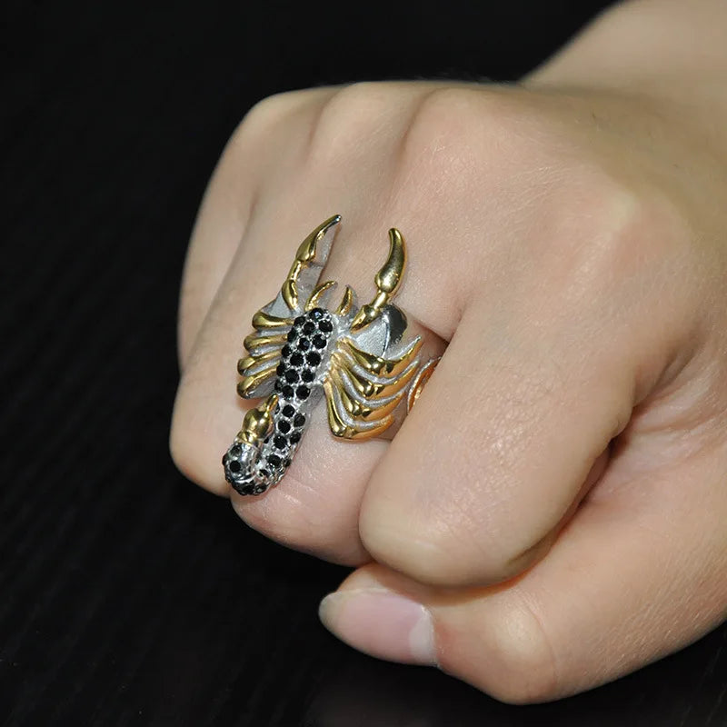 Black Scorpion Finger Ring — Stainless Steel