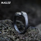 Rattlesnake Ring Vintage Silver Plated Snake Ring Motorcycle Party Punk Domineering Ring Women Men Ring Cool Hip Hop
