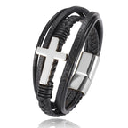 Wholesale Chakra Bracelet Letter Men Bracelet Charms For Cross Stainless Steel Multilayer Woven Black Bracelets