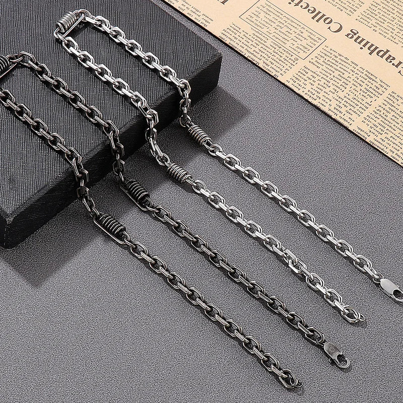 Vintage 7MM 55CM Chain Necklace Choker for Men Solid Stainless Steel Men's Chain Necklaces Best Friends Birthday