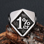 Simple Retro 1% Lucky Number Ring Men And Women Punk Fashion Stainless Steel Biker Skull Ring Amulet Jewelry Gift Wholesale