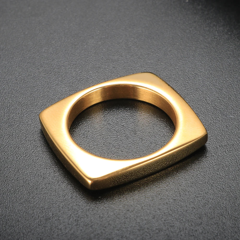 Punk Stainless Steel Ring Vintage Geometric Irregular Square Quadrilateral Fashion Knuckle Rings For Men Women Jewelery