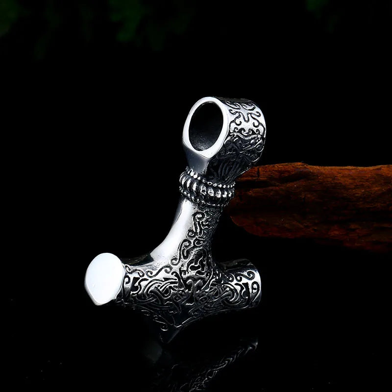 BEIER thor's hammer mjolnir pendant necklace viking scandinavian norse viking necklace with stainless steel chain