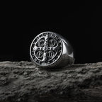 Saint Benedict Cross Men Rings Punk Hip Hop for Boyfriend Male Stainless Steel Jewelry Creativity Gift Wholesale