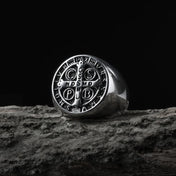 Saint Benedict Cross Men Rings Punk Hip Hop for Boyfriend Male Stainless Steel Jewelry Creativity Gift Wholesale