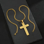 Bible Cross Pendant Necklace 60cm — Gold