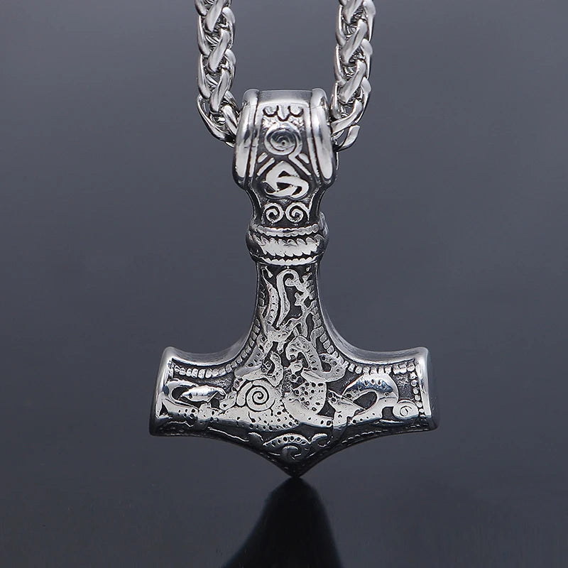 Charm Domineering Fashionable[ 316L Stainless Steel ]Nordic Viking Myth Thor's Hammer Pendant Men's and Women's