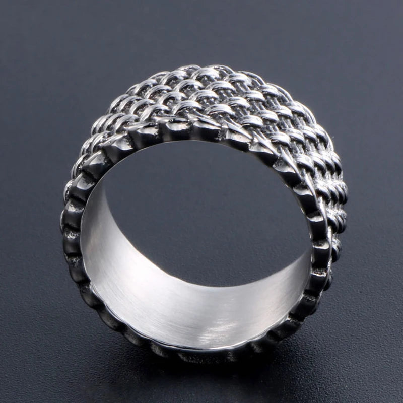 Sales Retro Cool Weaved Rings For Man Wedding Bands Jewelry Fashion Stainless Steel Men's Rings Men Finger Jewelry