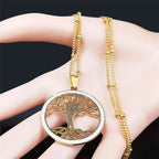Iced Out Tree Of Life Gold Pendant Love Crystal