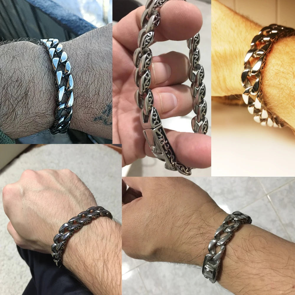 316L Stainless Steel Men's Charm Bracelet Retro Bracelet Man High Quality Cool Male Biker Jewelry Accessories On Hand