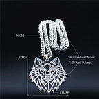 Wolf Pendant Necklace — Silver Stainless