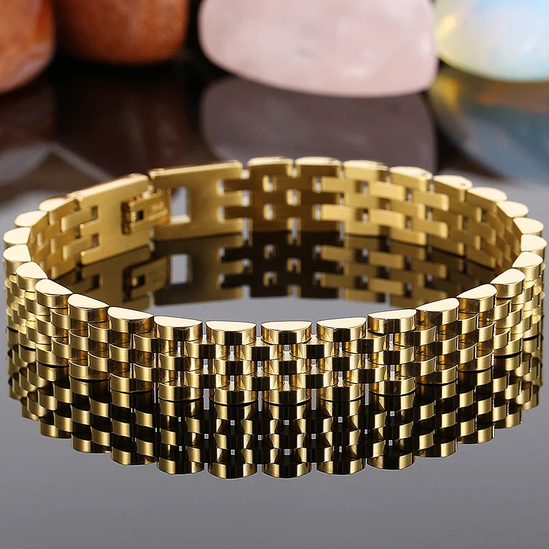 Stainless Steel Bracelet for Man Women 10MM Wide Length Adjustable Link Chain Men's Bracelets Jewellery Mannen Armband