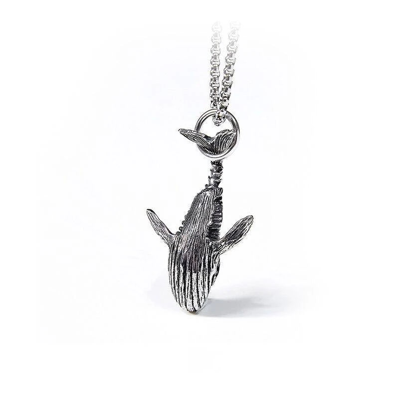 Charm Blue Whale Jumping Pendant Necklace Fashionable Men And Women Simple Necklace Sweater Chain Accessories Jewelry