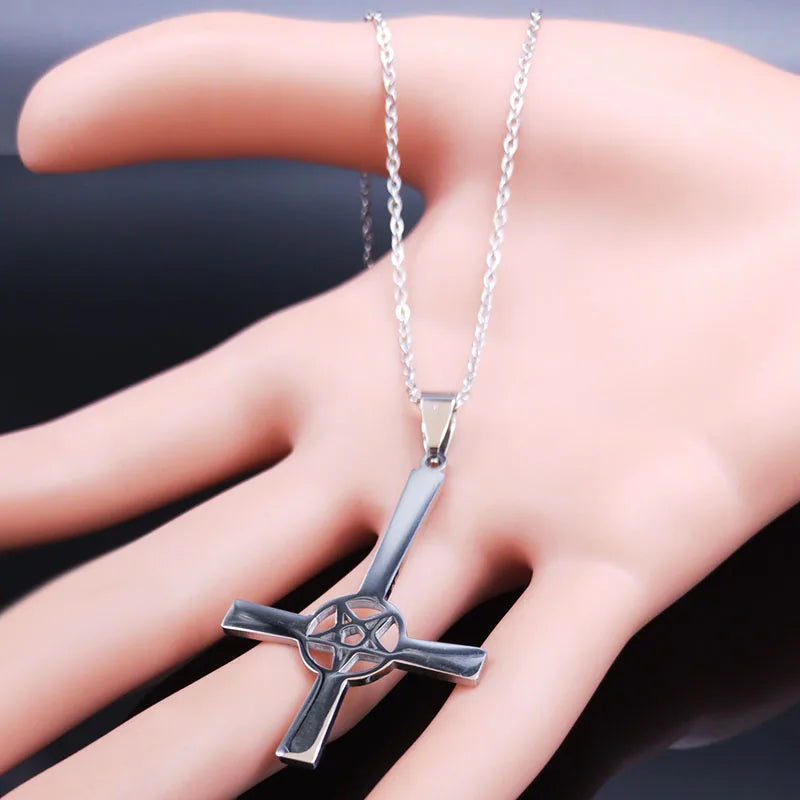 Inverted Cross Occult Pendant Necklace