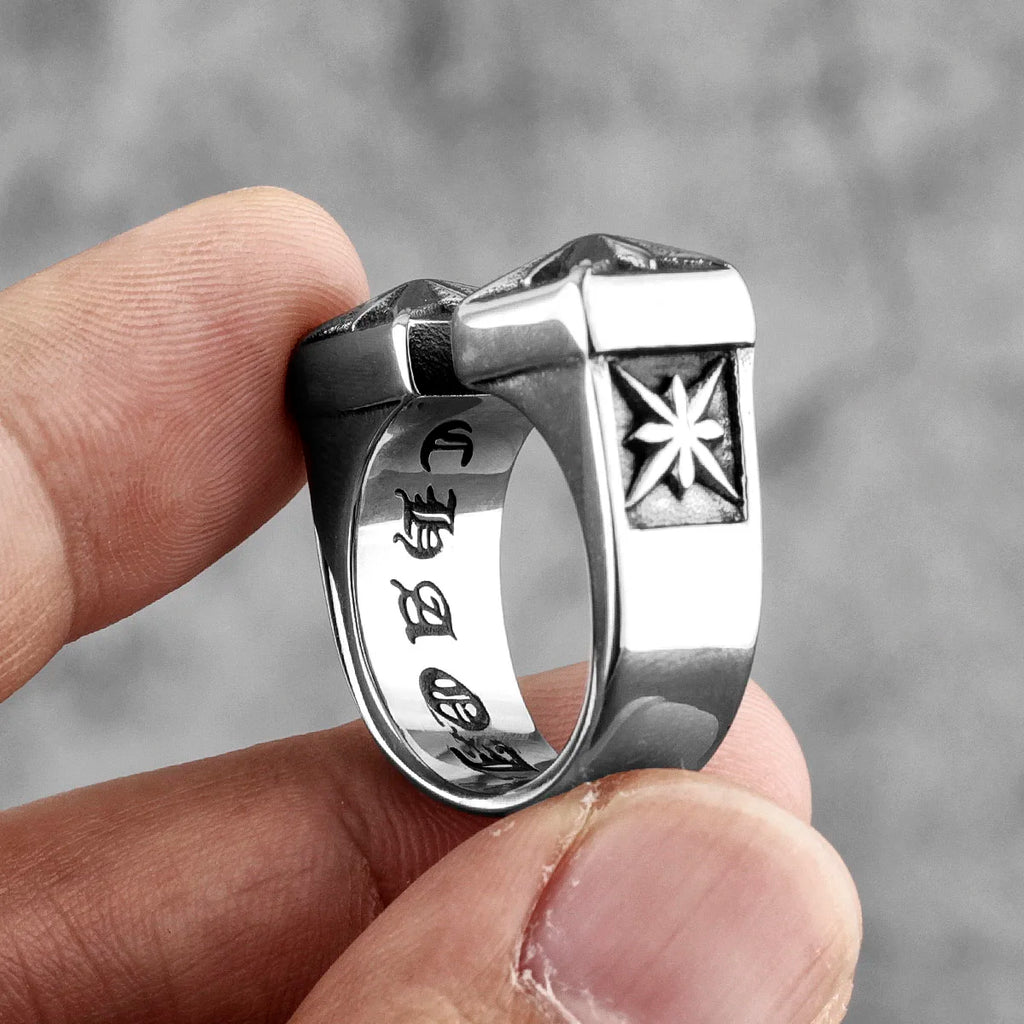 Vintage Gothic Flower Stainless Steel Mens Open Rings Punk Unique for Women Boyfriend Biker Jewelry Creativity Gift