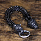 Norse Wolf Head Link Bracelet — Stainless Steel