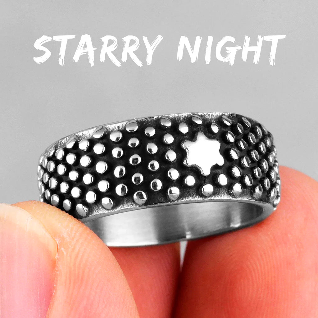 Retro Black Spot Geometry Skull Stainless Steel Mens Rings Simple for Male Boyfriend Biker Jewelry Creativity Gift