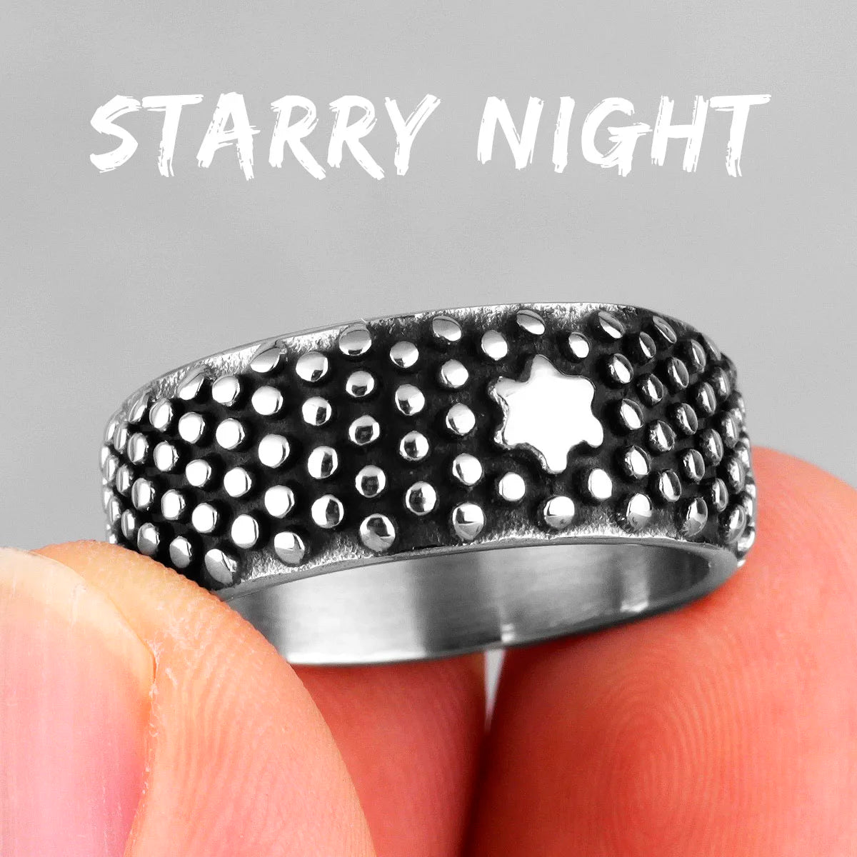 Retro Black Spot Geometry Skull Stainless Steel Mens Rings Simple for Male Boyfriend Biker Jewelry Creativity Gift