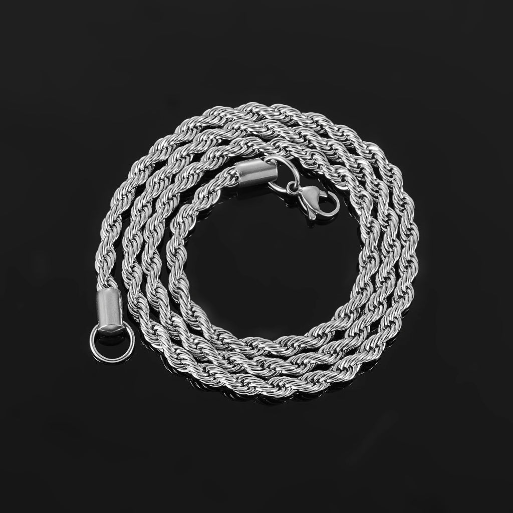 Twisted Rope Chain Necklace — Stainless Steel 6mm