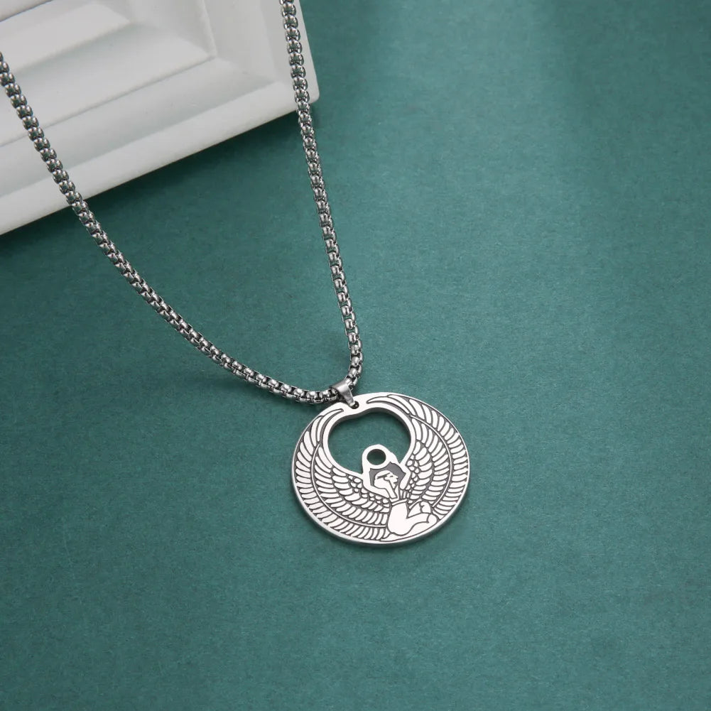 Egyptian Pyramid Pharaoh Isis Amulet Pendant Necklaces For Women Men Stainless Steel Jewelry Vintage Talisman African