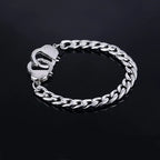 bracelet men's stainless steel handcuffs accessories chain on hand charm Steampunk cuff bracelet punk couple bracelet