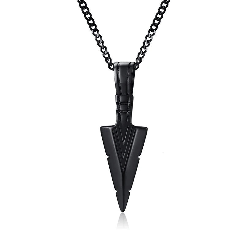 Arrowhead Tribal Spear Pendant — Stainless