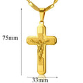 Religious Bible Jesus Cross Pendant Male Gold Color Stainless Steel Chain Crucifix Necklace For Men Christian Jewelry