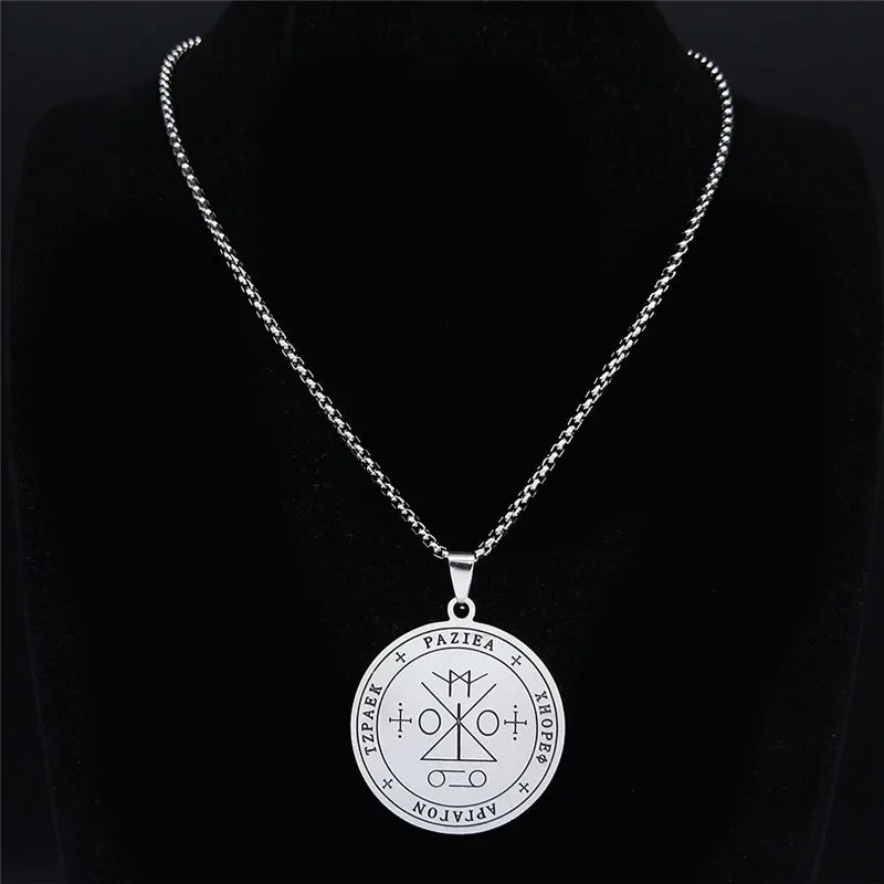 Angel Raziel Silver Pendant Necklace — Stainless Steel