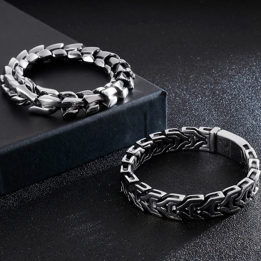 Big Size 20/22/24CM Long Heavy Stainless Steel Man Bracelet Men's Link Chain Bracelets Metal Bangles Massive On Hand