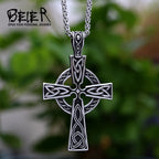 Viking Disc Cross Pendant — Stainless Steel