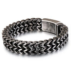 12/18/30MM Wide Black Stainless Steel Bracelet Men 23CM Retro Massive Mens Charm Bracelets 2020 Friendship Mens