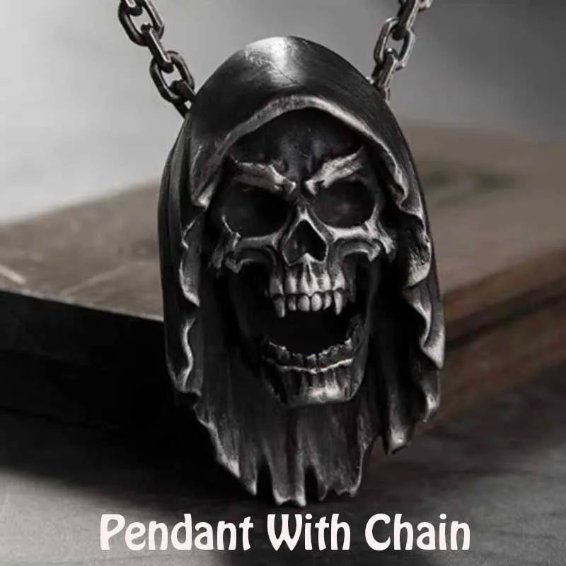 Onlysda Charms pendentif Gold Skull Pendant Necklace Men's Fashion Biker Punk Steel Chain Jewelry Antique Halloween Gift OSDZ035