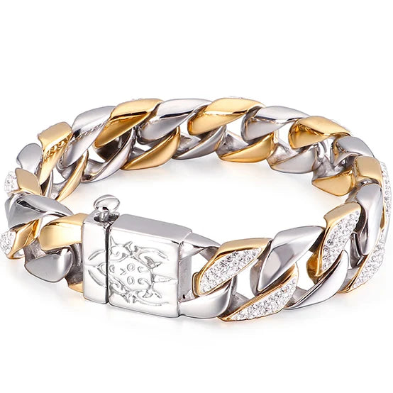 Men's Bracelets Bangles Factory Gold Color Sheep Head Bracelet For Man 316L Stainless Steel On Hand Chain Bands Hiphop