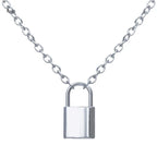 Silver-Tone Layered Lock Chain Choker Necklace