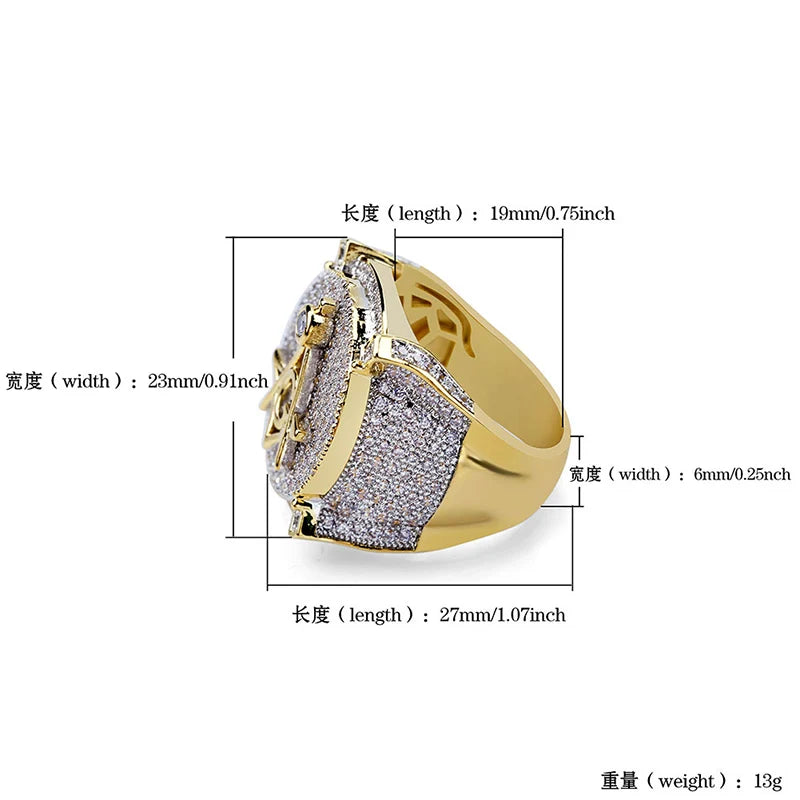 Hip Hop Micro Pave AAA Cubic Zirconia Bling Iced Out Freemasonry Masonic Rings for Men Rapper Jewelry Size 7-11