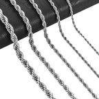 Twisted Rope Chain Necklace — Stainless Steel 6mm