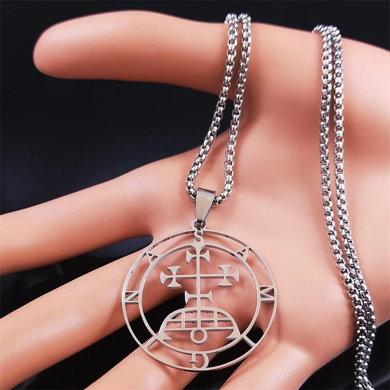 Baphomet Silver Pendant Sigil Samigina Seal Satan