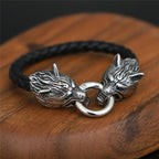 Norse Wolf Head Link Bracelet — Stainless Steel