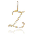 TOPGRILLZ New A-Z Cursive Letters Name Pendant&Necklace Iced Out Cubic Zircon Gold Silver Color Charm  Hip Hop Jewelry