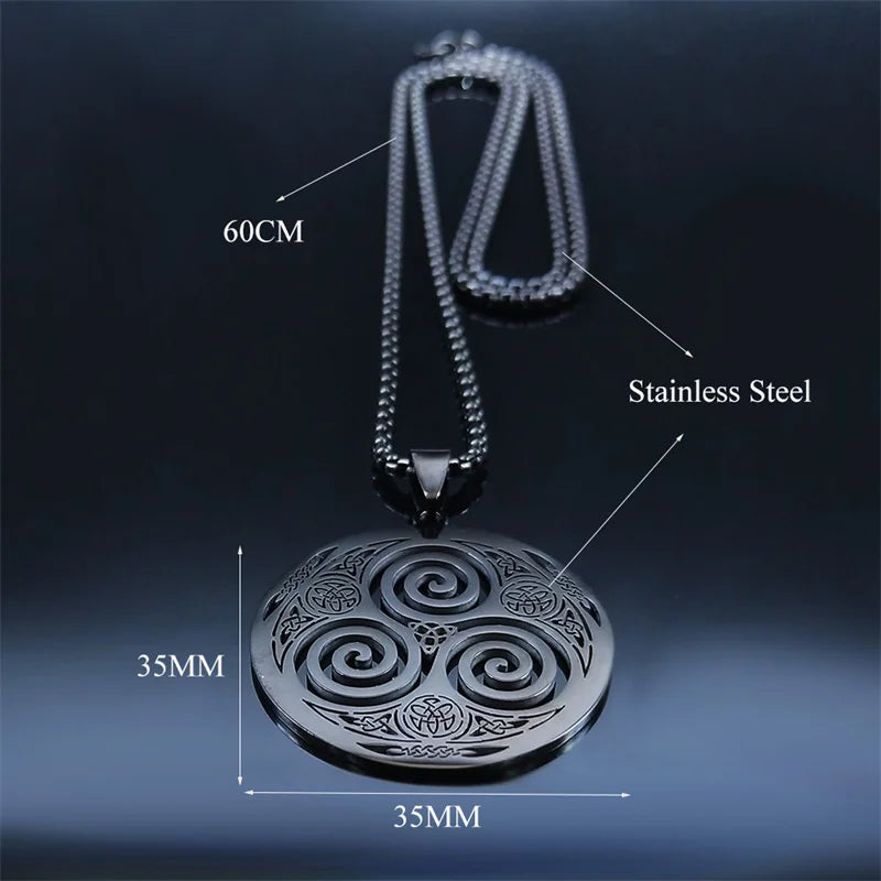 Viking Steel Pendant Vortex Triskele Irish Long