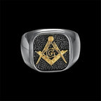 Freemason Lodge Symbol Band Ring — Stainless Steel