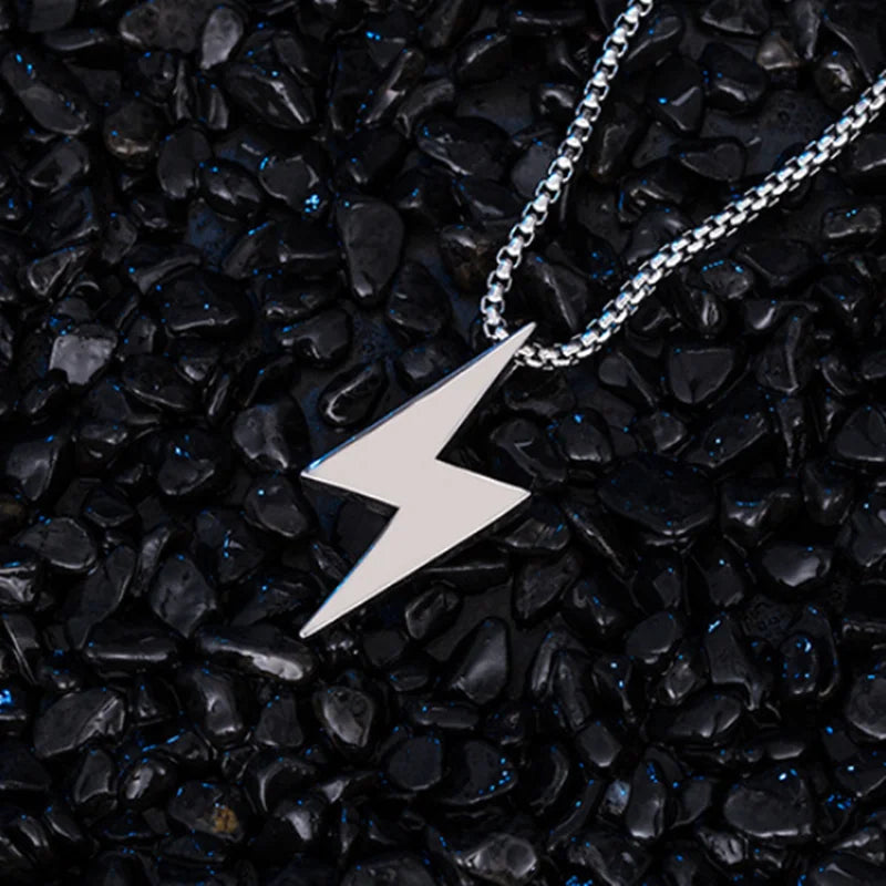 Lightning Charm Pendant Necklace — Stainless Steel