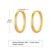 Minimal Huggie Hoop Earrings — Stainless Steel