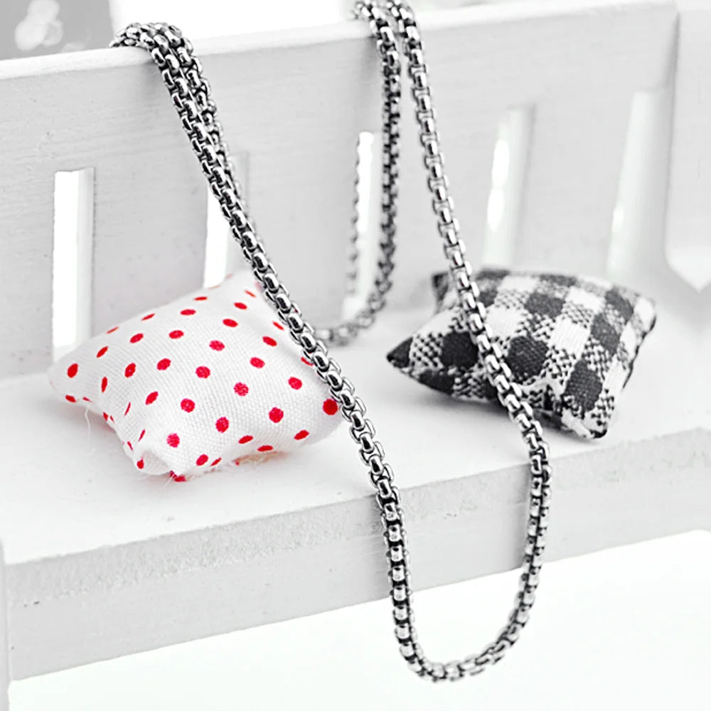 Silver-Tone Box Link Chain Choker Necklace, 61cm