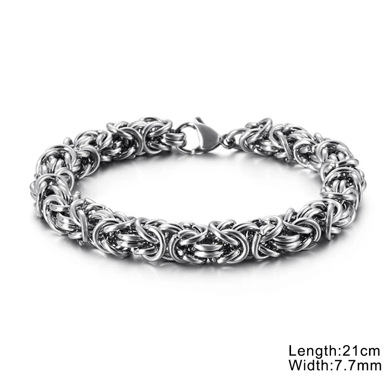 Fongten Stainless Steel Chain Bracelet for Men Handmade Mesh Charm Armband Bracelets Bangle Male Jewelry Christmas Gifts